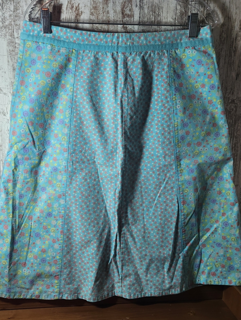 Christopher & Banks Aqua Floral Panel Midi Skirt Size 12